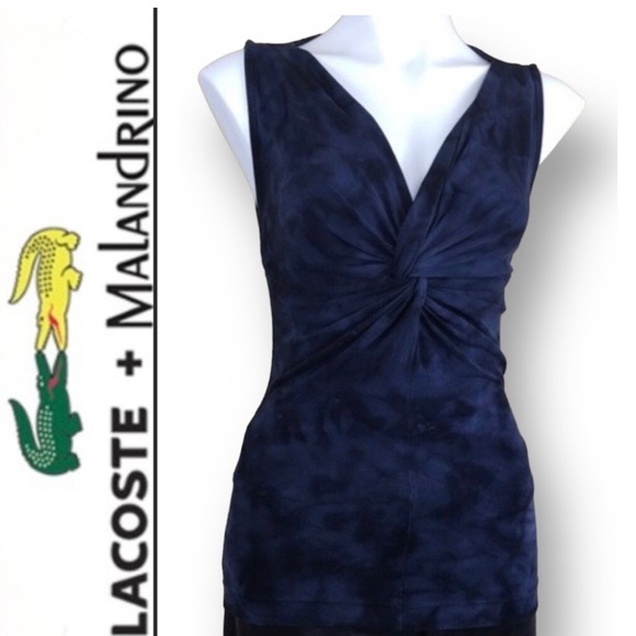 LACOSTE + MALANDRINO Twist Front Sleeveless Top Blouse Size S - Picture 2 of 9